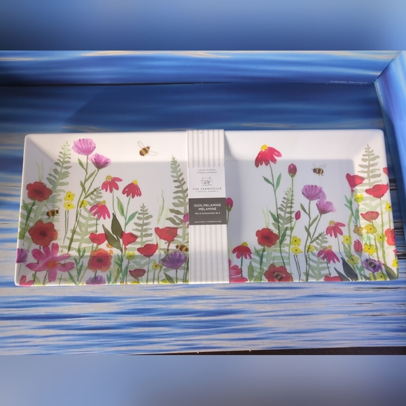 The Farmhouse by Rachel Ashwell Floral Melamine Set Of 2 Serving Platter 19.25'' - Picture 3 of 3